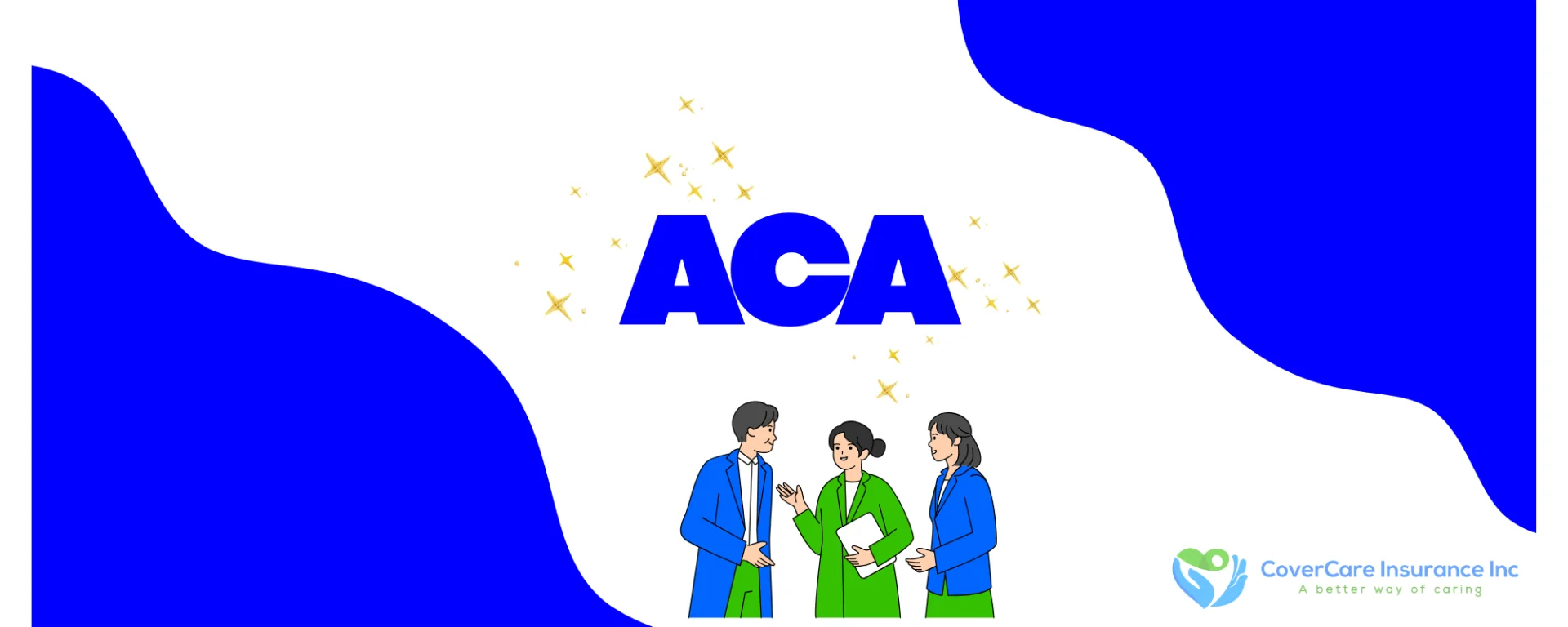 Insurance agent explaining information about the Affordable Care Act (ACA) to a client.