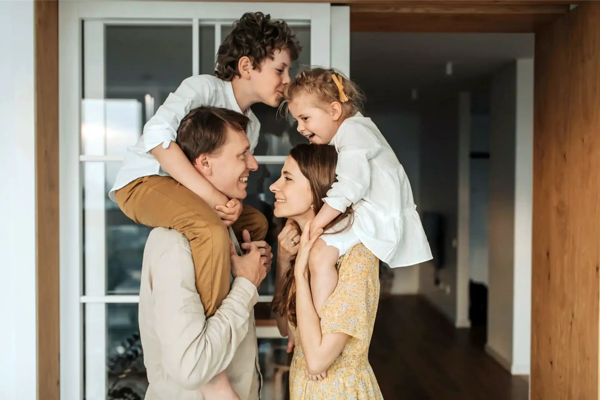 Happy family of four